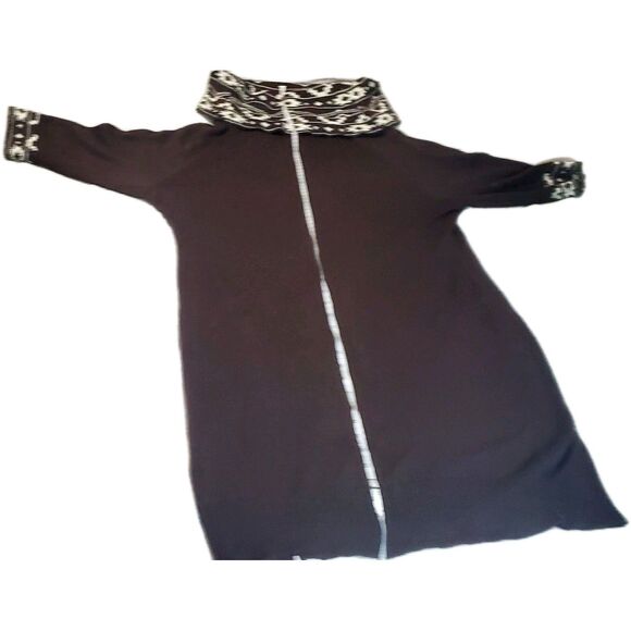 Pink Rose 3X Brown Sweater Dress – Fair Isle Cowl & Cuffs – Plus Size Cozy Knit - Picture 16 of 16